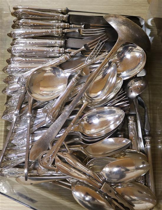 A quantity of plated cutlery